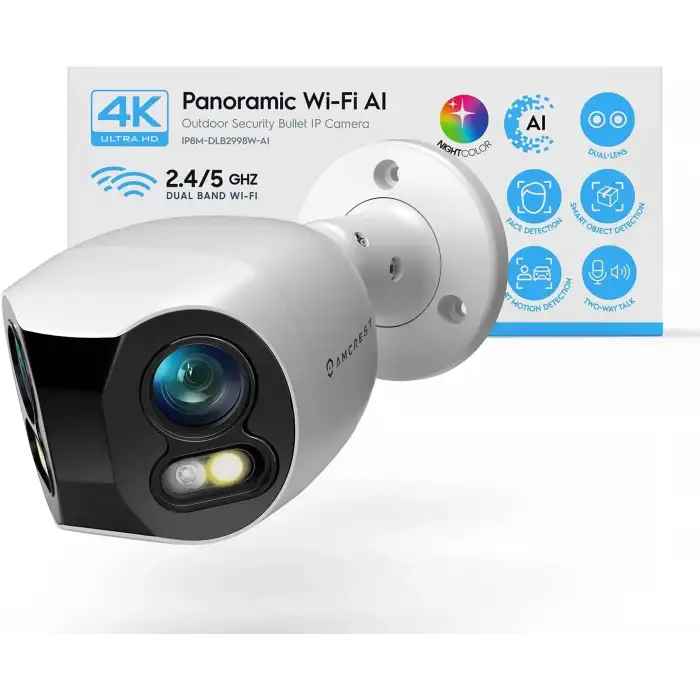 Amcrest Çift Lensli 4K (8MP) Dış Mekan Güvenlik WiFi Kamerası, 2 x 4MP Lensli