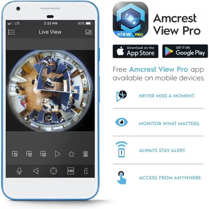Amcrest Fisheye IP POE Kamera, 360° Panoramik 5 Megapiksel POE IP Kamera