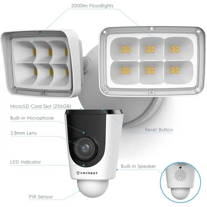 Amcrest Projektörlü Kamera, Akıllı Ev Güvenliği 1080P Dış Mekan Kamerası