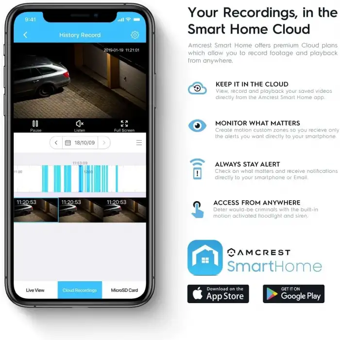 Amcrest Projektörlü Kamera, Akıllı Ev Güvenliği 1080P Dış Mekan Kamerası