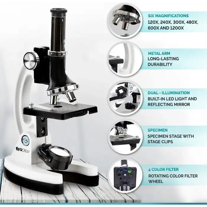 AmScope 120X-1200X 52li Çocuklar için Acemi Mikroskop Kök Kiti