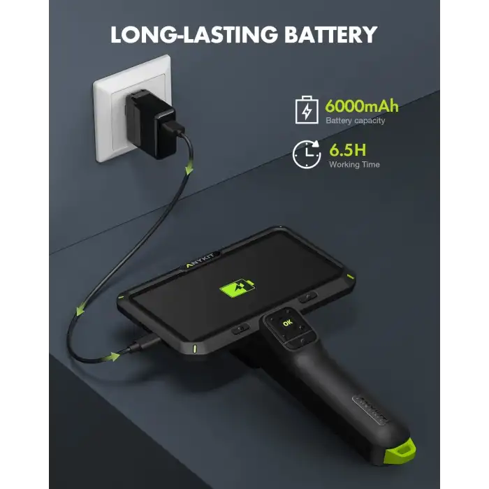 Anykit Çift Lensli Boroskop, 6 Inc IPS Ekran, Gözlem Kamerası - 5m Kablo