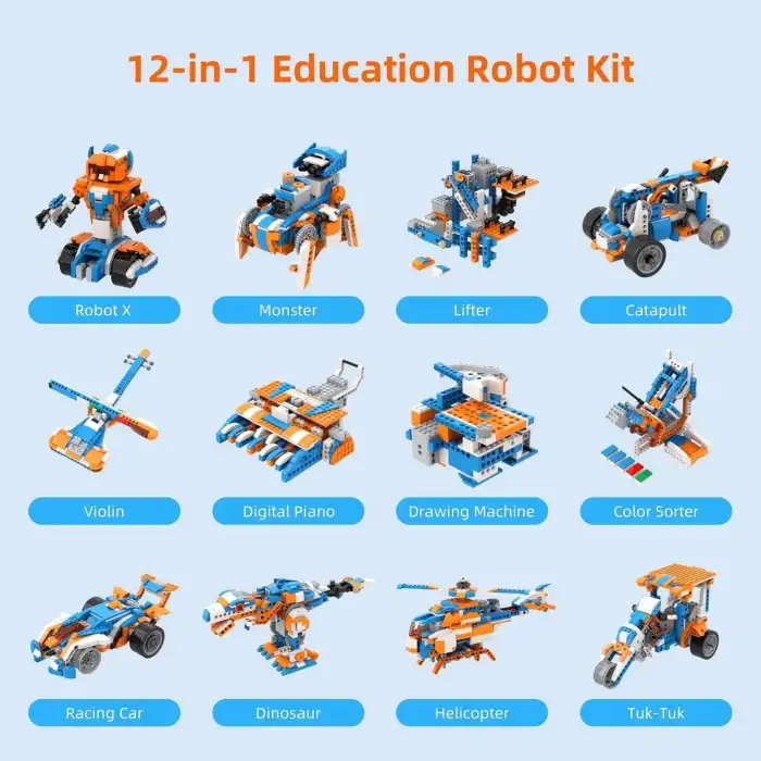 Apitor Robot X 12si 1 arada STEM Robot Oyuncak Yapım Seti, Programlanabilir, App