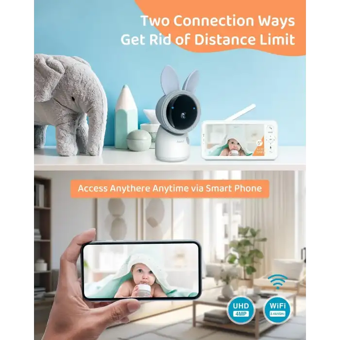 ARENTI 2 Kameralı, 4MP 2.4G ve 5G WiFi Bebek Kamerası