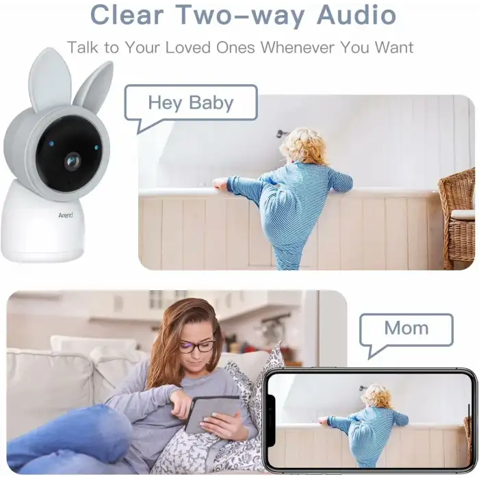 ARENTI WiFi Bebek Video Monitörü, Gece Görüşlü - Eklenti Kamera