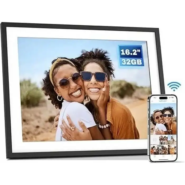 Arktronic 16.2 Inc 32 GB Büyük WiFi Dijital Resim Çerçevesi 1258x930HD - Siyah