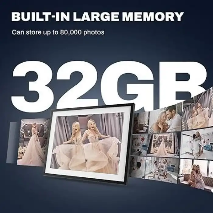 Arktronic 16.7 Inc Büyük Dijital Resim Çerçevesi WiFi, 32 GB 1280x960 HD -Siyah