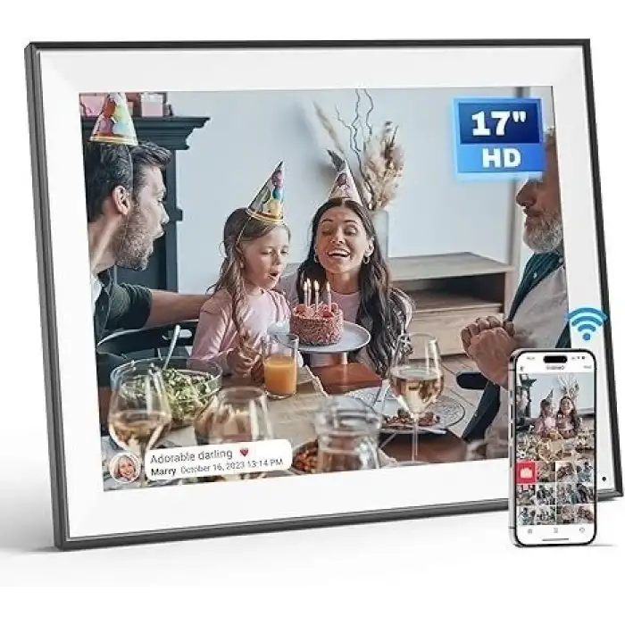 Arktronic 17 Inc HD Ekstra Büyük Dijital Resim Çerçevesi 64 GB 1280x960HD, Siyah