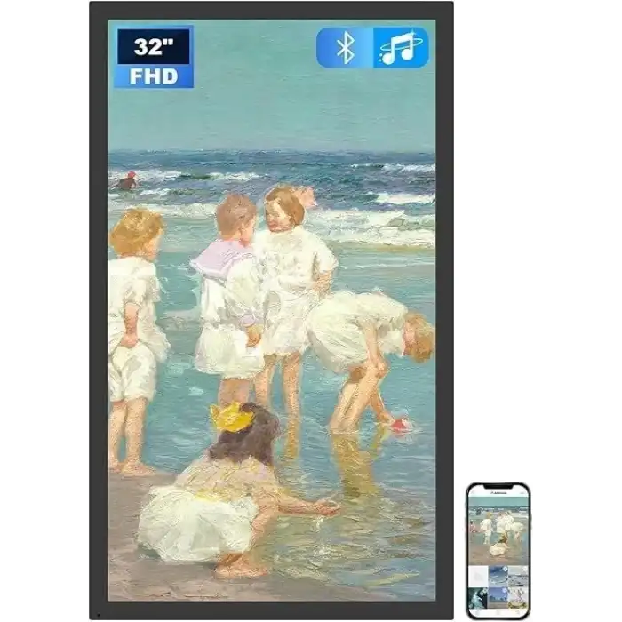 Arktronic Bluetooth Hoparlörlü  WiFi Fotoğraf Çerçevesi 32 Inc 1080p - Siyah