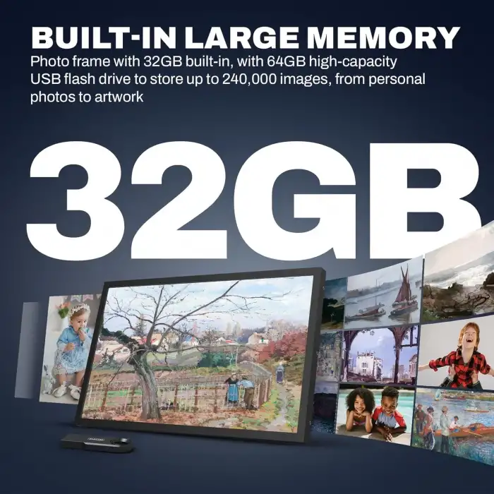 Arktronic Frameo 21.5 Inc Dokunmatik Ekranlı Büyük Dijital Fotoğraf Çerçevesi, 1920x1080 - 32GB WiFi