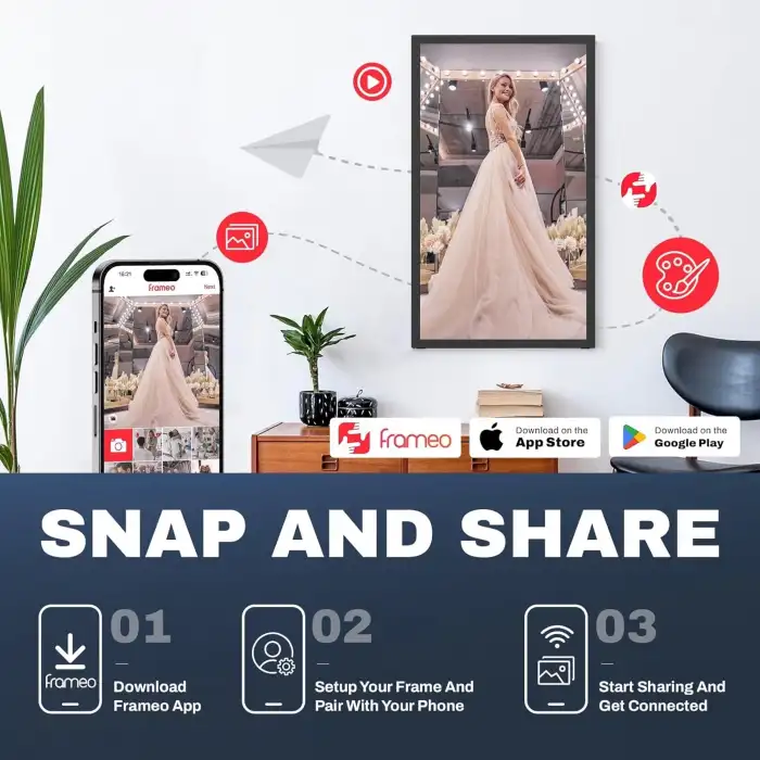 Arktronic Frameo 21.5 Inc Dokunmatik Ekranlı Büyük Dijital Fotoğraf Çerçevesi, 1920x1080 - 32GB WiFi