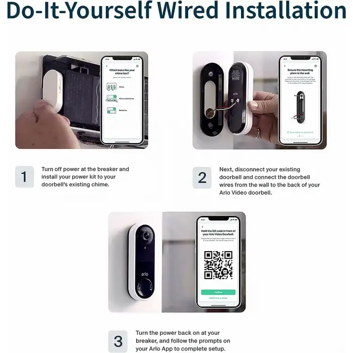 Arlo Essential Kablolu Görüntülü Kapı Zili - HD 180 Görüş, Siyah