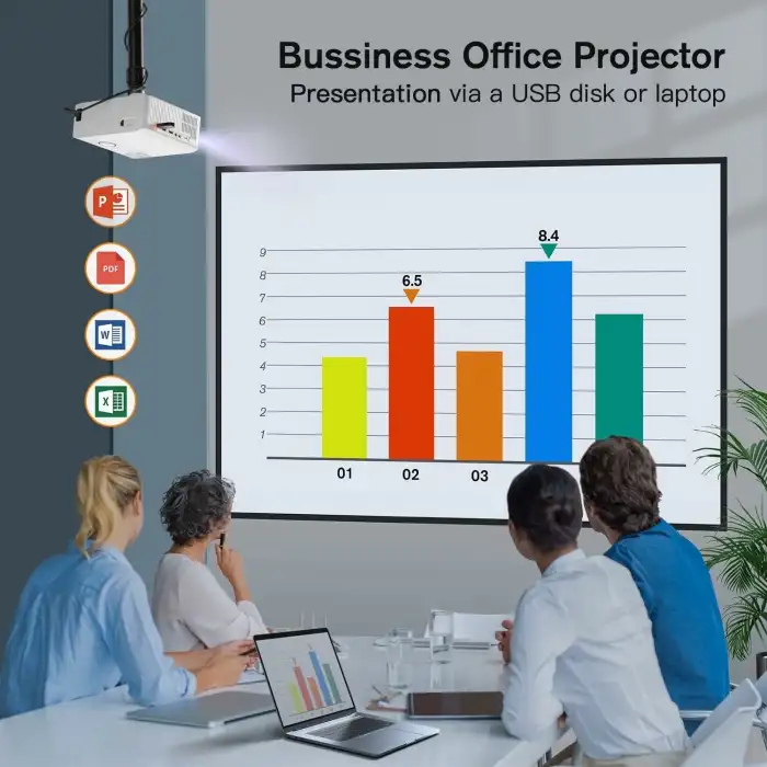 AuKing Projektör, Yerel 1080P 4K Projektör - WiFi ve Bluetooth Özellikli