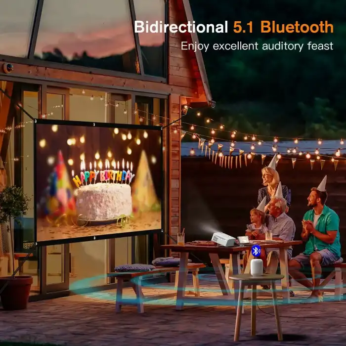 AuKing Projektör, Yerel 1080P 4K Projektör - WiFi ve Bluetooth Özellikli
