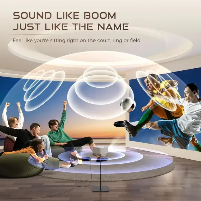 Aurzen Boom 3 WiFi ve Bluetooth - 3D DoIby, 36W Hoparlör 500 ANSI 4K Destekli, Altın