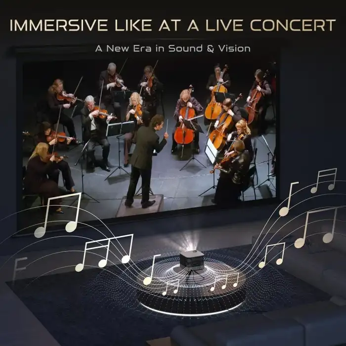 Aurzen Boom 3 WiFi ve Bluetooth - 3D DoIby, 36W Hoparlör 500 ANSI 4K Destekli, Siyah