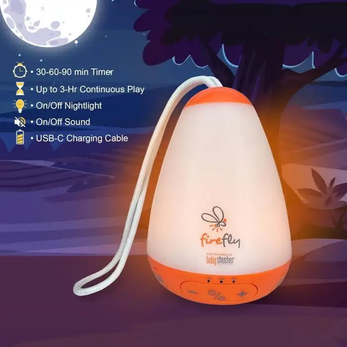 Baby Shusher FireFly - Bebekler için Taşınabilir Ses Makinesi, Gece Lambası