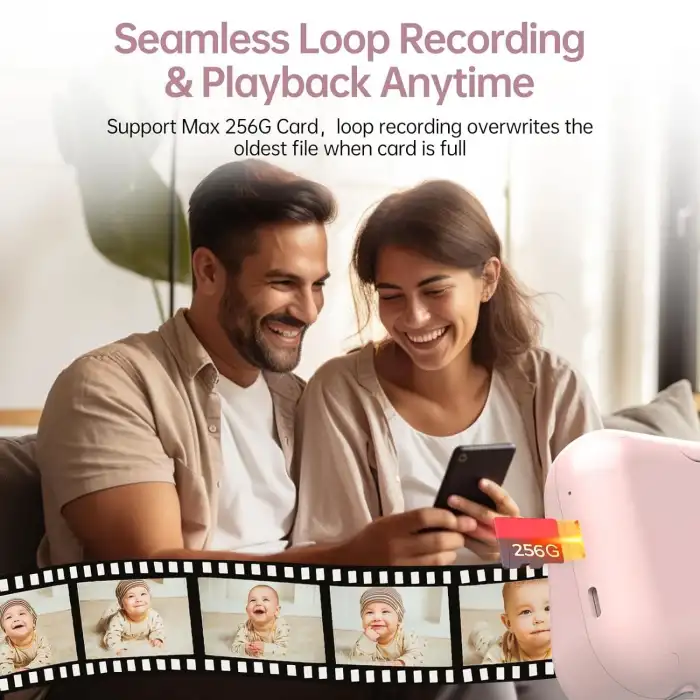 Babytone Kameralı ve Sesli, Döngü Kayıt ve Video Bebek Monitörü