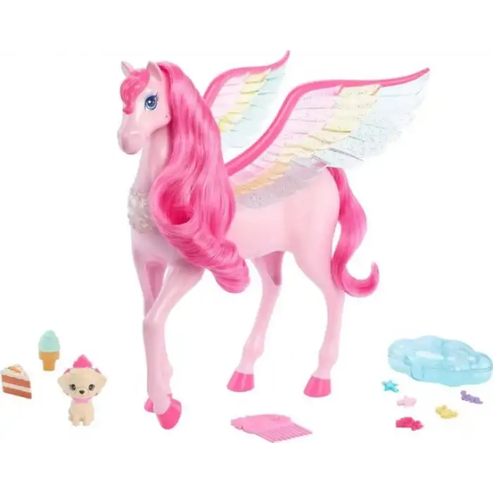 Barbie Bebek Pegasus Pembe Kanatlı At Oyuncak