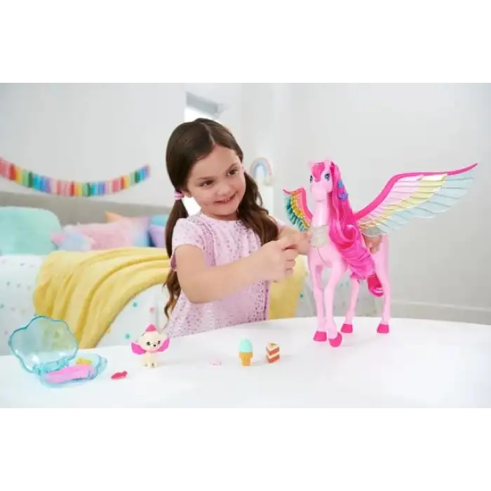 Barbie Bebek Pegasus Pembe Kanatlı At Oyuncak