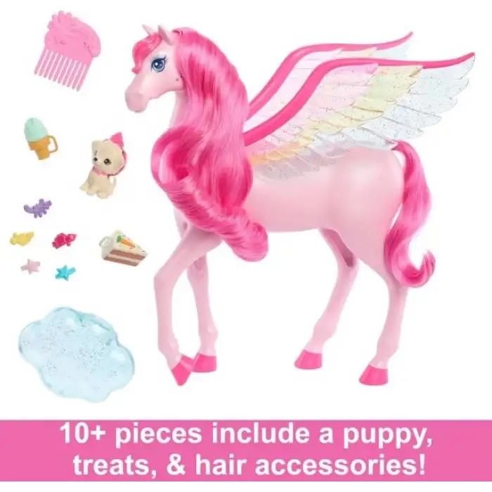 Barbie Bebek Pegasus Pembe Kanatlı At Oyuncak