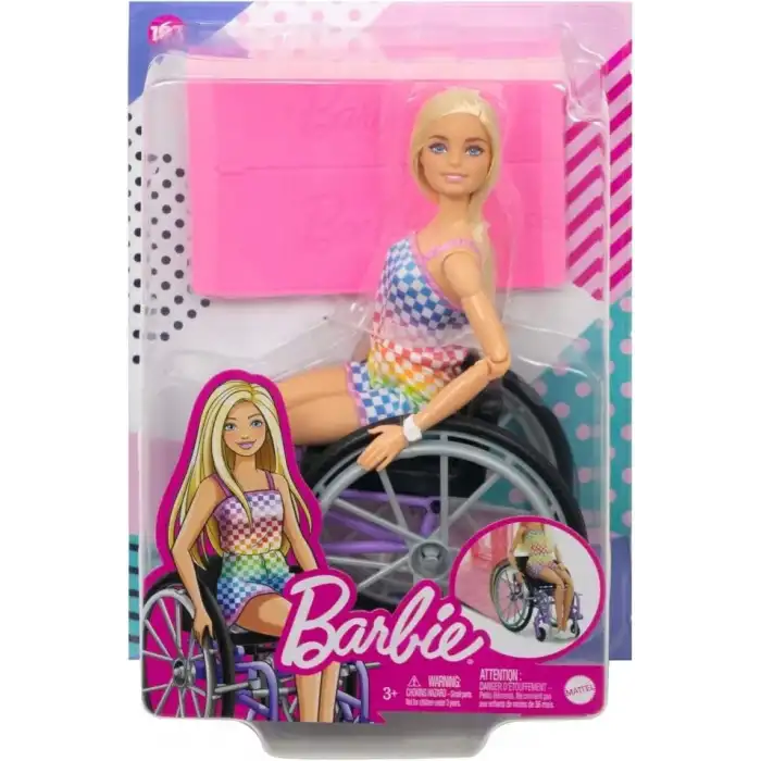 Barbie Fashionistas Tekerlekli Sandalye ve Kıvırcık Esmer Saçlı Bebek