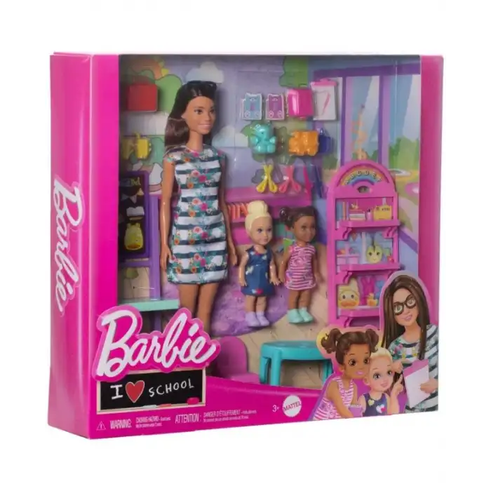 Barbie - I Love School Sınıf Oyun Seti, 3 Bebek ve 20+ Aksesuar