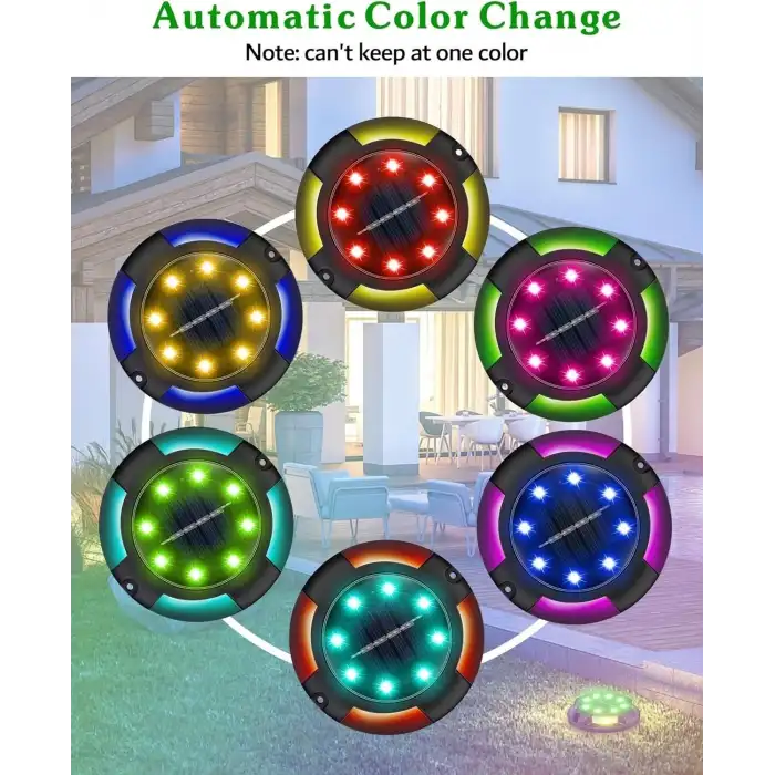 Biling Güneş Enerjili Dış Mekan Yürüyüş Yolu Işıkları - Çok Renkli, 8 Adet