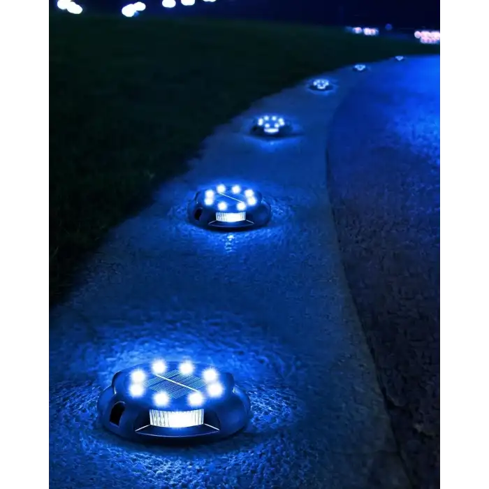 Biling Güneş Enerjili Dış Mekan Yürüyüş Yolu Işıkları - Mavi, 12 Adet