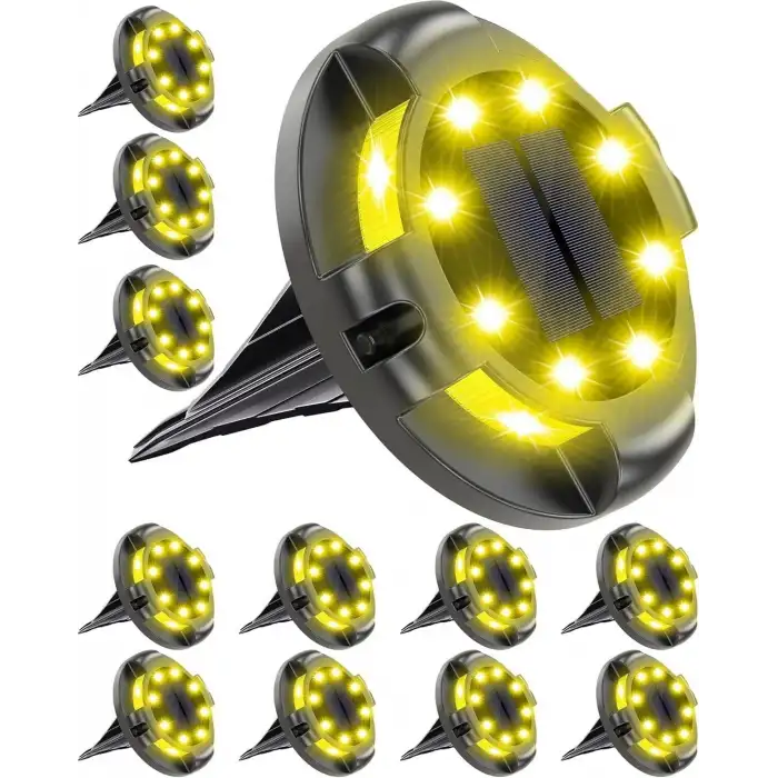 Biling Güneş Enerjili Dış Mekan Yürüyüş Yolu Işıkları - Sıcak Beyaz, 12 Adet