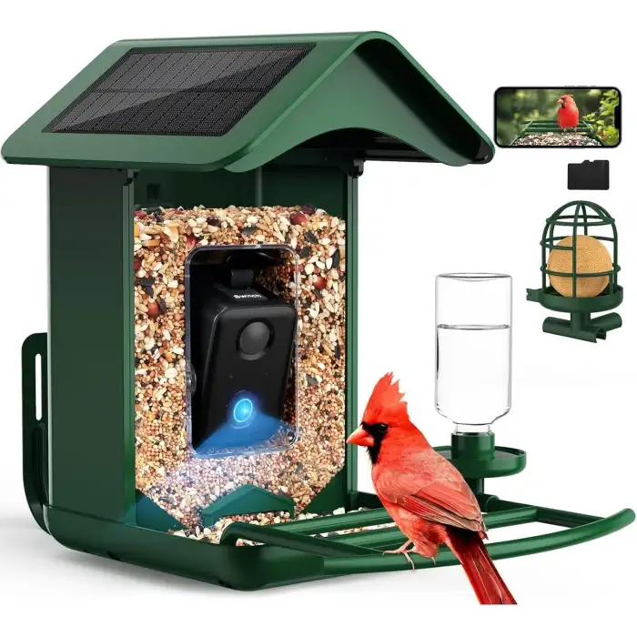 BirdLegend Akıllı Kuş Yemliği Kameralı Güneş Enerjili, 1080P HD - Yeşil