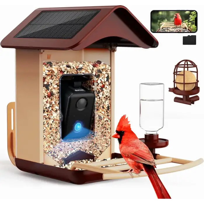 BirdLegend BL01 Kameralı Kuş Yemliği Güneş Enerjili - Kırmızı