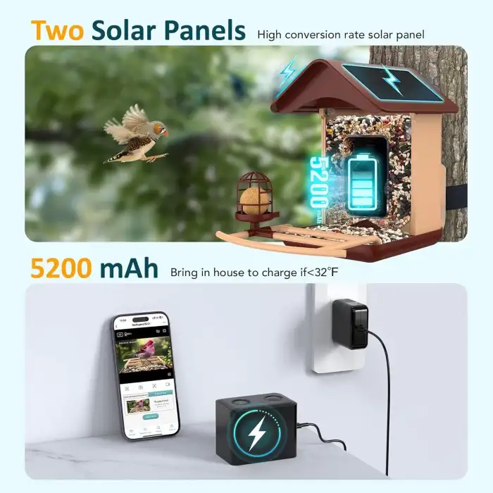 BirdLegend BL01 Kameralı Kuş Yemliği Güneş Enerjili - Kırmızı