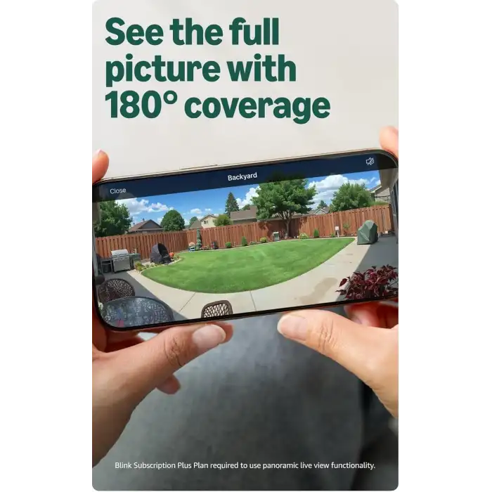 Blink Arc - Eklenti Panoramik Görüş 180 Derece Kapsama Alanı, 2K Çözünürlüklü, Siyah