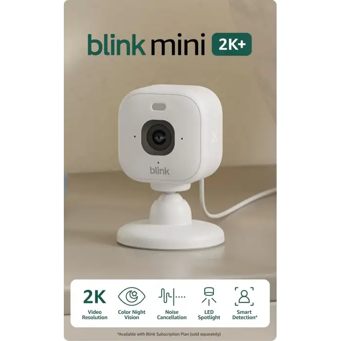 Blink Mini 2K+ (Yeni Model) - 2K Çözünürlük, Renkli Gece Görüşü 1 Kamera - Beyaz