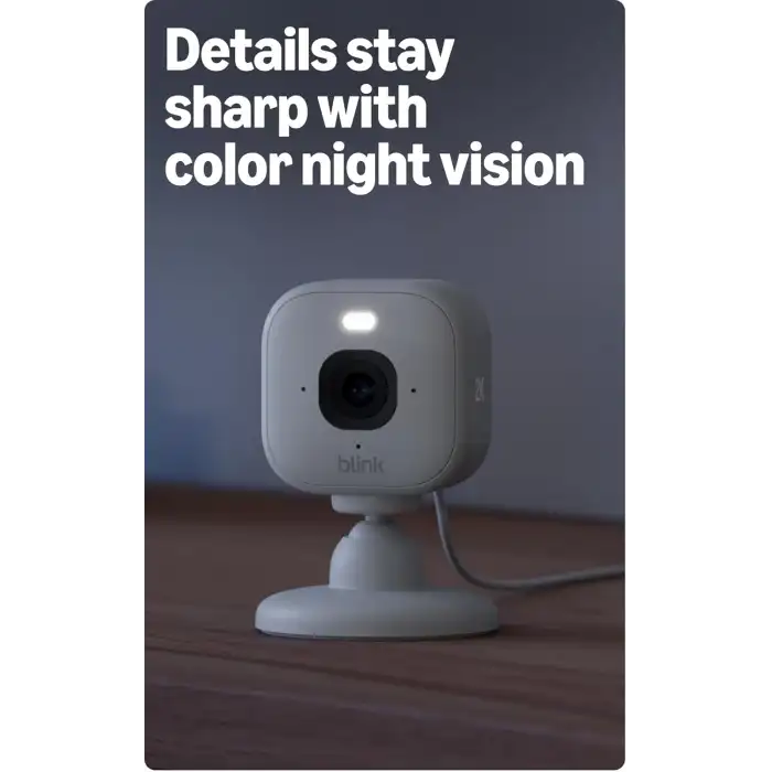 Blink Mini 2K+ (Yeni Model) - 2K Çözünürlük, Renkli Gece Görüşü 1 Kamera - Beyaz