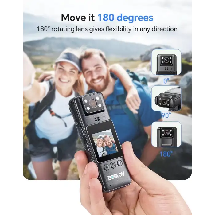 Boblov A23 Video ve Ses Kaydı Olan Vücut Kamerası 64GB Kompakt, 9 Saat Pil Ömrü