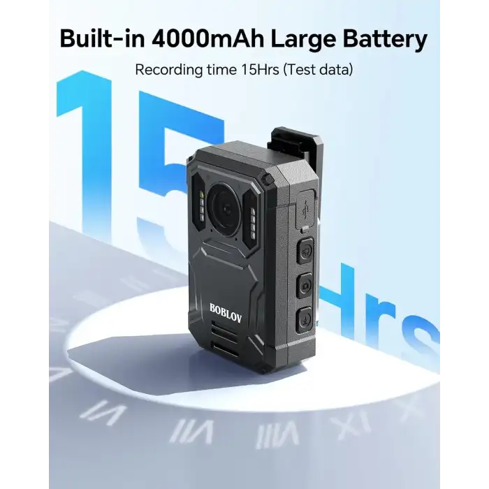 Boblov KJ23Pro 2K Vücut Kamerası, Gece Görüşlü 256GB, 15 Saat Kesintisiz Kayıt