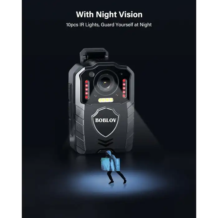 Boblov KJ25 128GB Vücut Kamerası, 10-13 Saat Kayıtlı 3000 mAh, Gece Görüşlü