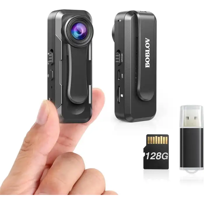 Boblov W1 128GB HD 1080P Vücuda Takılan Giyilebilir Kamera, 2 Klipsli