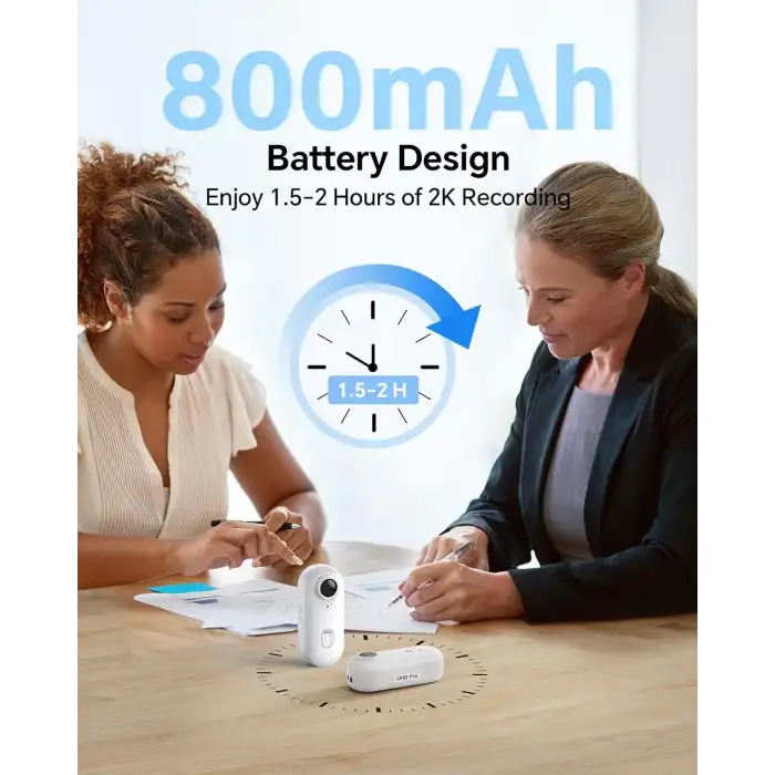 Boblov W4 2K Mini Vücut Kamerası, 360° Dönebilen Klipsli 128 GB Kamera - Beyaz