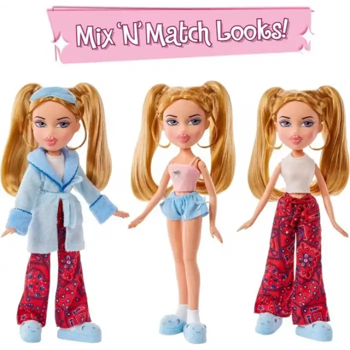 Bratz Pijama Partisi Cloe Moda Bebeği ve 2 Takım Pijama