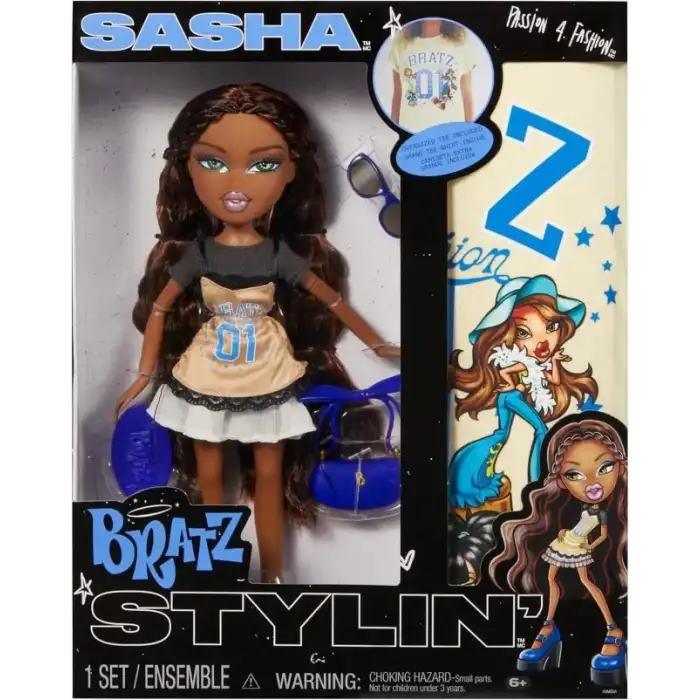 Bratz Stylin Sasha Özelleştirilebilir Tişörtlü Moda Bebeği