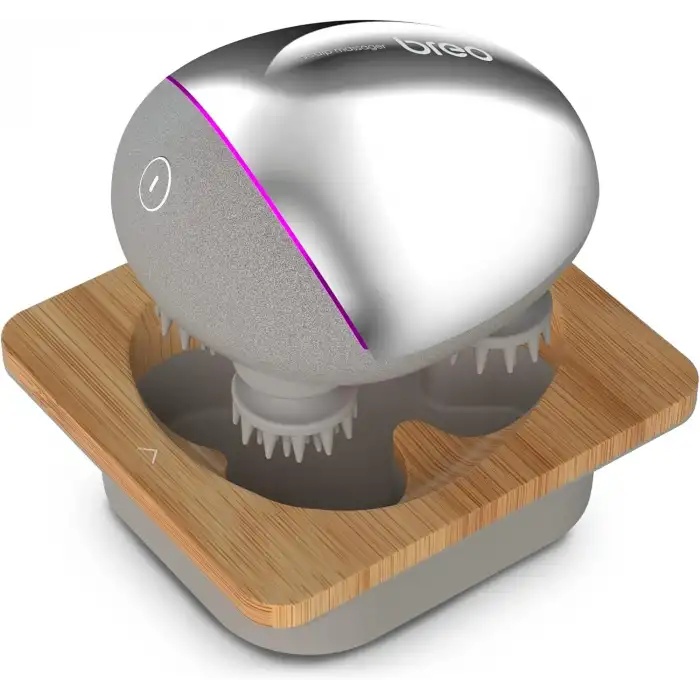 Breo Taşınabilir Mini Saç Derisi Masaj Aleti - IPX7 Su Geçirmez - Gümüş