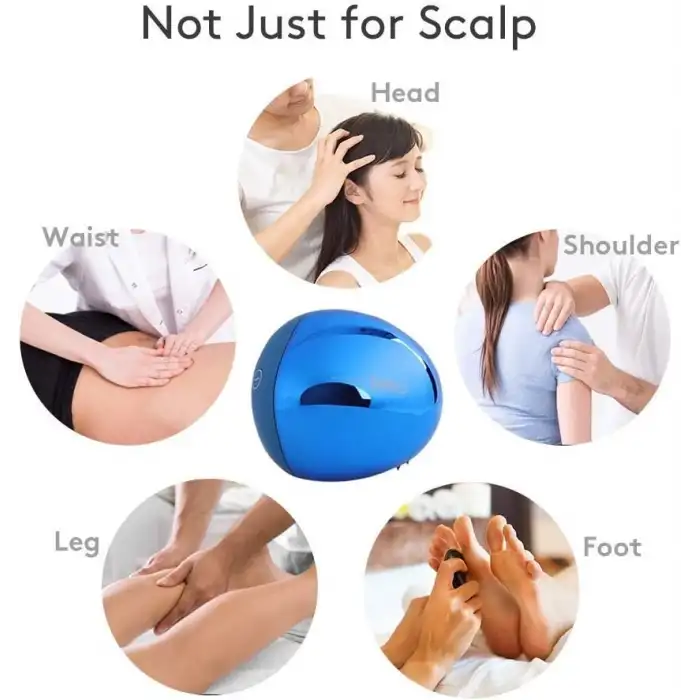 Breo Taşınabilir Mini Saç Derisi Masaj Aleti - Su Geçirmez, Şarj Edilebilir - Mavi