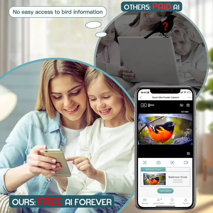 BROAIMX Güneş Enerjili Kameralı Kuş Yemliği Ücretsiz Yapay Zeka - Koyu Yeşil