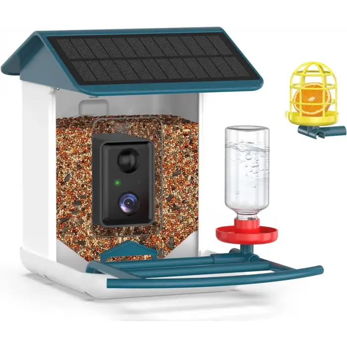 BROAIMX Güneş Enerjili Kameralı Kuş Yemliği Ücretsiz Yapay Zeka - Pus Mavisi