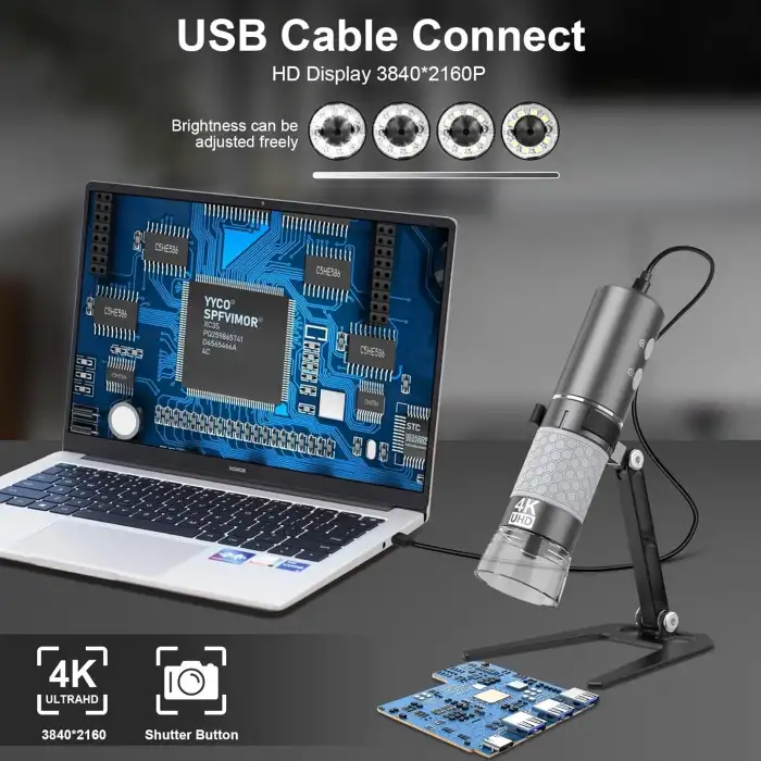 Bysameyee 4K HD Wi-Fi Kablosuz Dijital Mikroskop Kamera 3840x2160P
