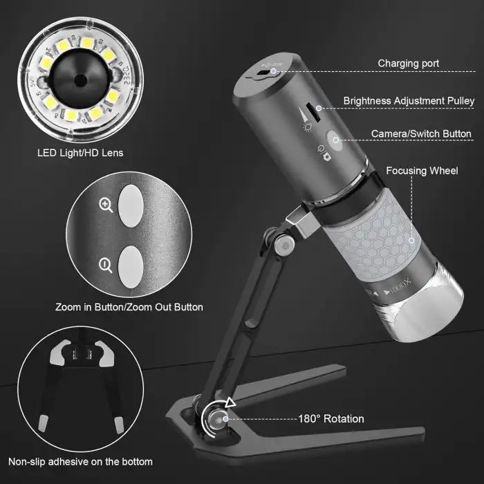 Bysameyee 4K HD Wi-Fi Kablosuz Dijital Mikroskop Kamera 3840x2160P