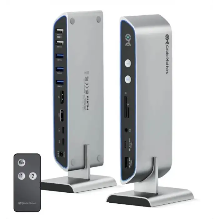 Cable Matters 14 in 1 Çift 4K 60Hz USB C KVM Anahtar Bağlantı İstasyonu